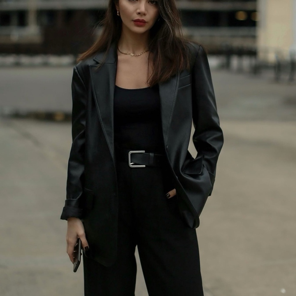 Black faux leather blazer